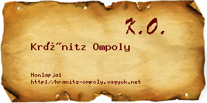 Kránitz Ompoly névjegykártya